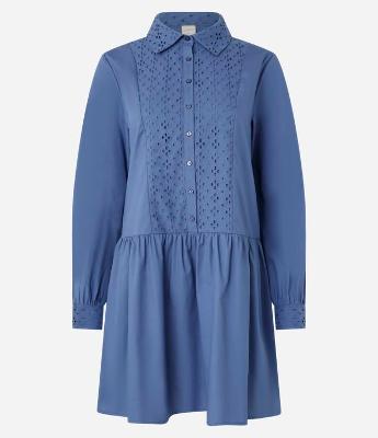 Vestido Curto em Tricoline com Detalhamento de Laise Frontal