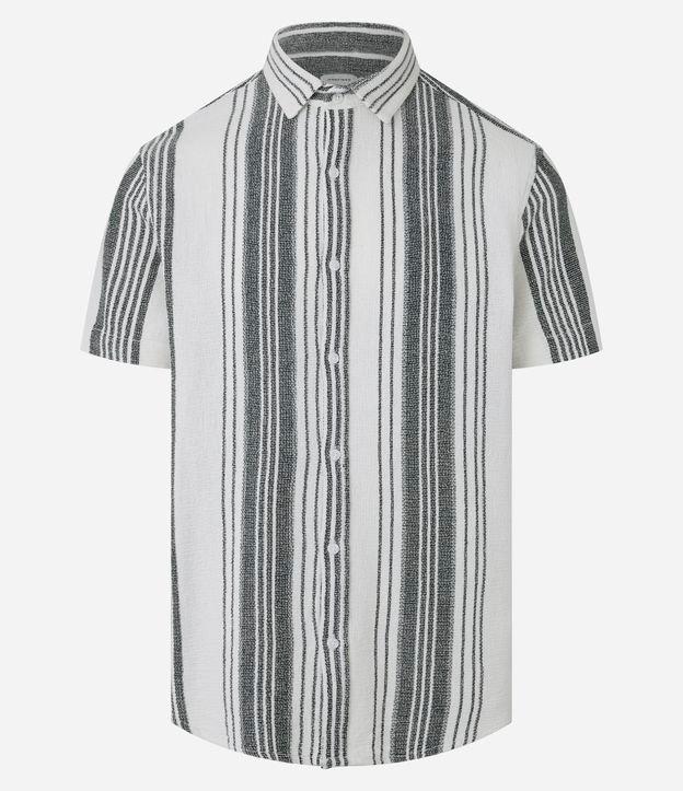 Camisa em Algodão com Textura e Listras Diversas - 1