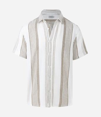 Camisa em Algodão com Textura e Listras Diversas