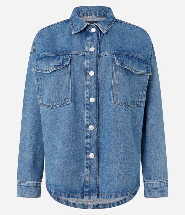 Jaqueta Trucker em Jeans com Bolsos - 1