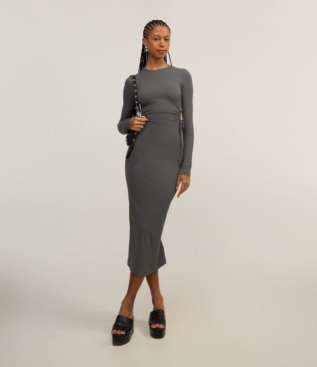 Vestido New Midi em Ribana com Aberturas Laterais com Amarração - 2