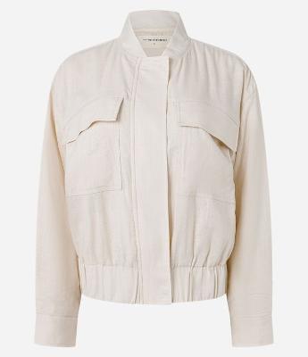 Jaqueta Bomber em Viscolinho com Bolsos Frontais