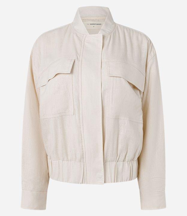 Jaqueta Bomber em Viscolinho com Bolsos Frontais - 1