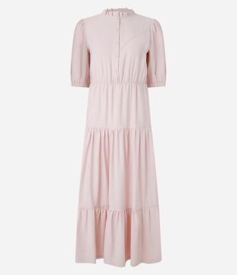 Vestido Midi em Viscose com Babado Marias