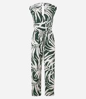 Macacão Longo em Viscose Estampada de Folhagens e Decote Transpassado - 1