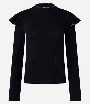 Blusa Manga Longa Texturizada Com Babadinhos