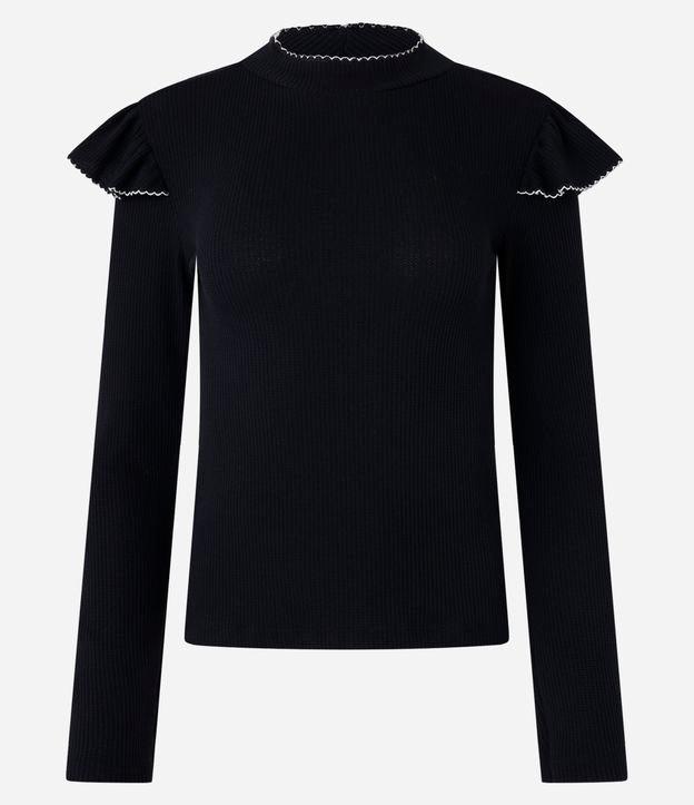 Blusa Manga Longa Texturizada Com Babadinhos - 1