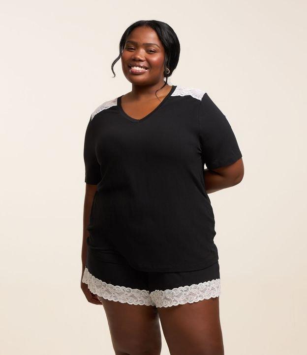 Pijama em Viscose com Renda Contrastante Curve & Plus Size - 1