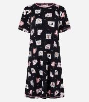 Camisola Curta em Viscose com Estampa de Pets no Sofá - 1