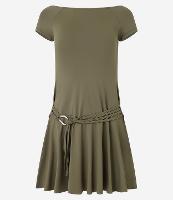 Vestido Curto Ombro a Ombro em Microfibra com Cinto - 1