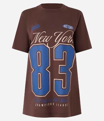 Camiseta Alongada em Algodão com Estampa New York 83