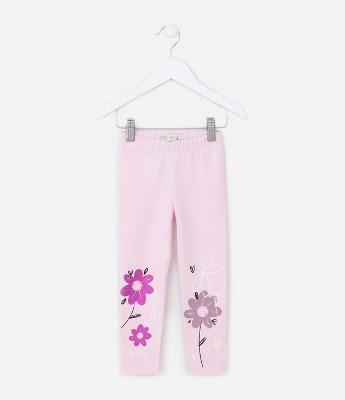 Calça Legging Infantil com Estampa de Florzinhas - Tam 1 a 6 Anos
