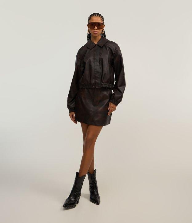 Mini Saia em PU com Efeito Manchado - 2