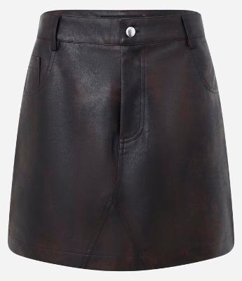 Mini Saia em PU com Efeito Manchado