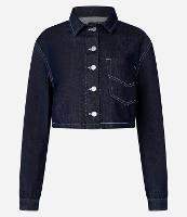 Camisa Cropped em Jeans com Pespontos Contrastantes - 1