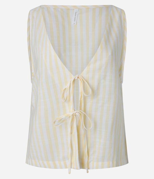 Saída de Praia Colete em Viscose e Algodão com Listras de Fio Tinto - 1