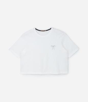 Blusa em Algodão com Lacinho de Strass Curve & Plus Size