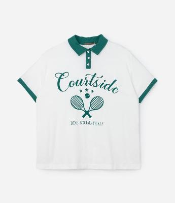 Camiseta Polo Piquet Estampada Courtside Curve & Plus Size