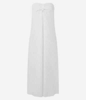 Vestido Plano Tomara Que Caia de Alfaiataria com Estampa de Listras
