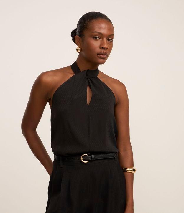 Blusa Frente Única em Chiffon com Gola Halter - 2