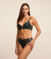 Calcinha Boyshort em Renda Floral com Detalhe Metalizado - 1