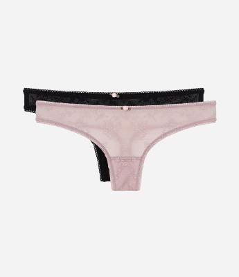 Kit 02 Calcinhas Biquíni Fio em Laise Floral