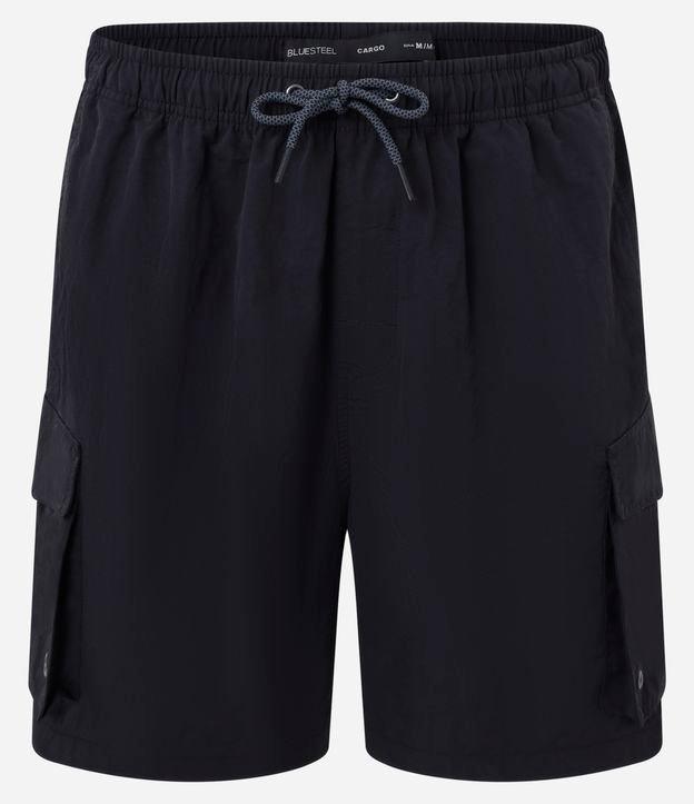 Bermuda em Poliamida com Cós Elástico e Bolso Cargo - 1