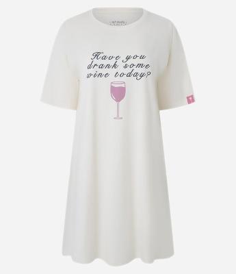 Camisola em Algodão com Estampa Wine Today