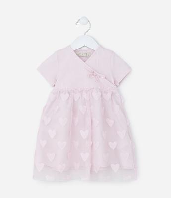 Vestido Infantil em Tule Transpassado - Tam 1 a 5 Anos