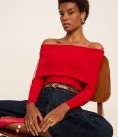 Blusa Ombro a Ombro em Tricô Canelado com Decote Virado - 2