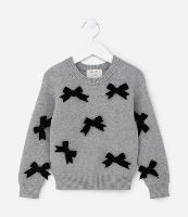 Suéter Infantil em Tricô com Laços Contrastantes - Tam1 a 5 Anos - 1