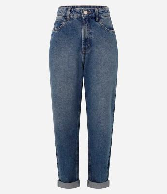 Calça Mom Jeans com Cintura Alta e Lavagem Dirty