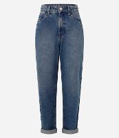 Calça Mom Jeans com Cintura Alta e Lavagem Dirty - 1