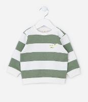 Casaco em Moletom Quentinho Listrado com Bordado - Tam 0 a 18 meses - 1