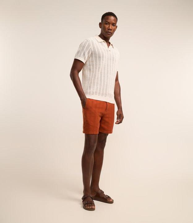 Bermuda em Algodão com Textura e Cós Elástico - 3