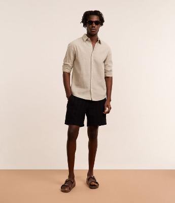 Bermuda em Algodão com Textura e Cós Elástico