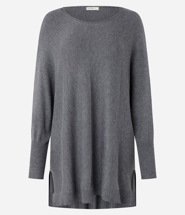 Suéter em Tricô com Decote Canoa e Manga Morcego - 1