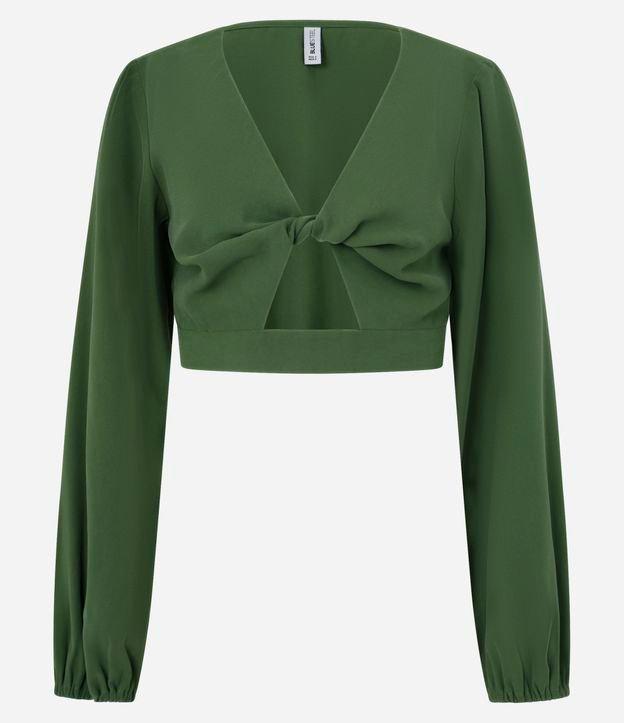 Blusa Cropped em Viscolinho com Abertura Frontal - 1