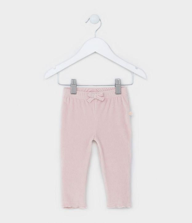 Calça Legging Infantil em Veludo com Lacinho - Tam 0 a 18 meses - 1