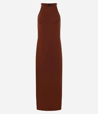 Vestido Midi em Algodão com Alça Fina e Decote Halter