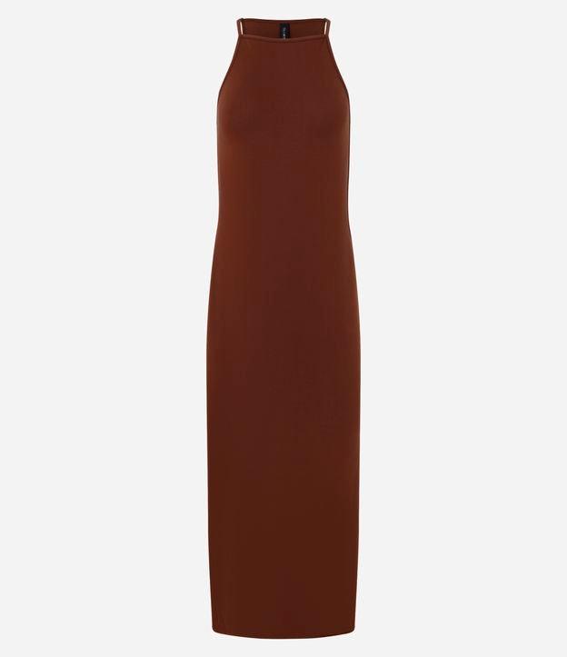 Vestido Midi em Algodão com Alça Fina e Decote Halter - 1