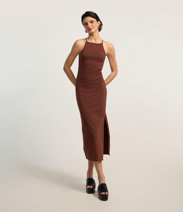 Vestido Midi em Algodão com Alça Fina e Decote Halter - 3