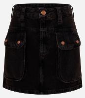 Saia Curta em Jeans com Cintura Média e Bolso Cargo - 1