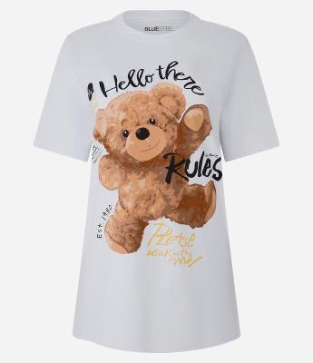 Camiseta T-shirt em Algodão com Estampa Urso Rules