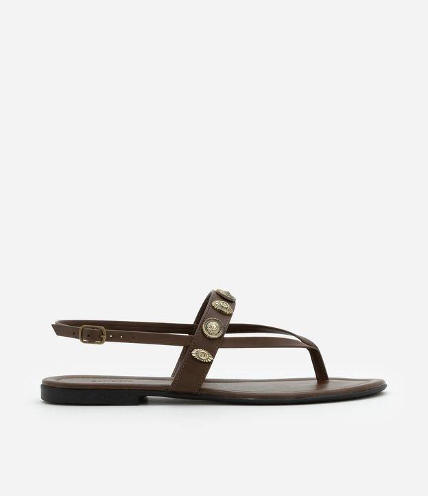 Sandália Rasteira em PU com Aviamentos Boho - 1