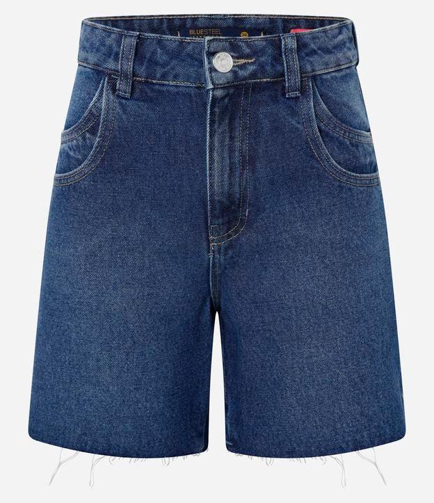 Bermuda Midi em Jeans com Bolso Duplo e Barra Fio - 1