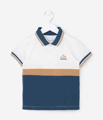 Camisa Polo Infantil com Recortes - Tam 1 a 5 Anos