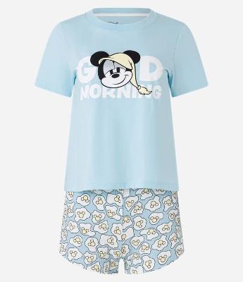 Pijama Short Doll Em Algodão com Estampa do Mickey
