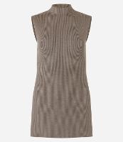 Blusa Alongada em Tricô Canelado com Gola Alta - 1