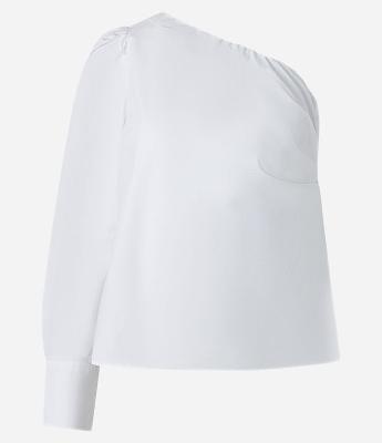 Blusa Ombro Só em Tricoline e Manga Longa